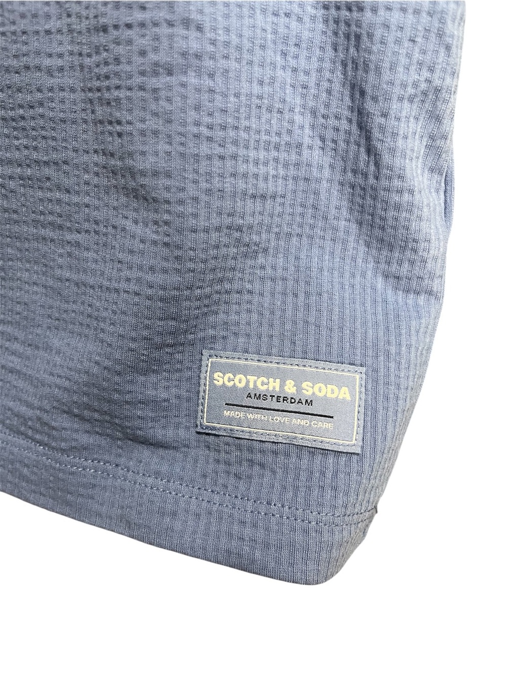 Scotch & Soda Blue Short-Sleeve Tee with Navy Collar Small - Picture 5 of 9